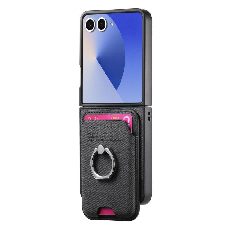 Twill Fabric Card Bag Ring Magnetic Back Phone Case