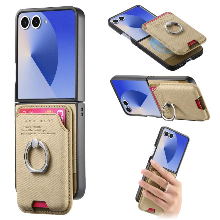 Twill Fabric Card Bag Ring Magnetic Back Phone Case