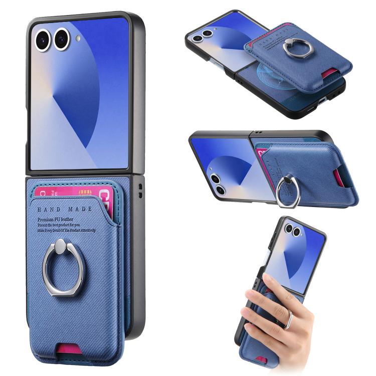 Twill Fabric Card Bag Ring Magnetic Back Phone Case