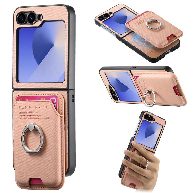 Twill Fabric Card Bag Ring Magnetic Back Phone Case