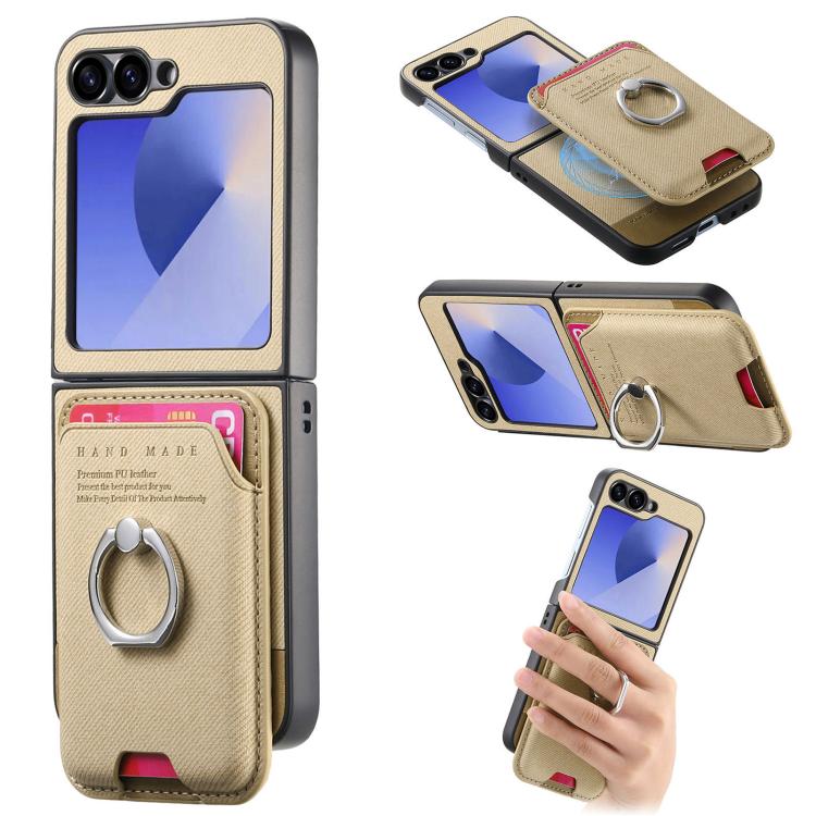 Twill Fabric Card Bag Ring Magnetic Back Phone Case