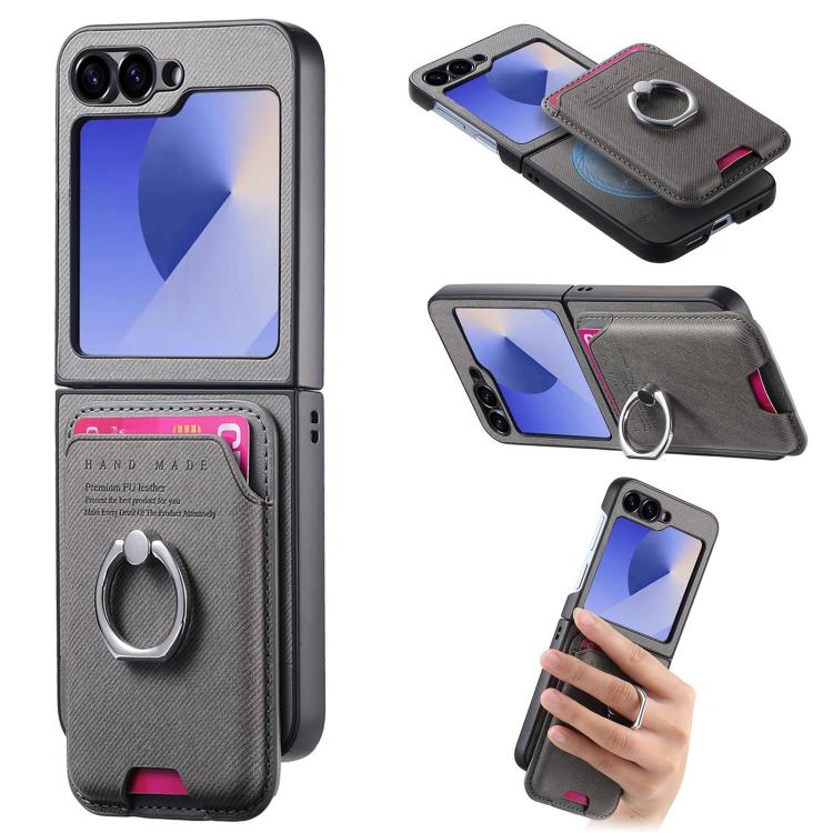 Twill Fabric Card Bag Ring Magnetic Back Phone Case