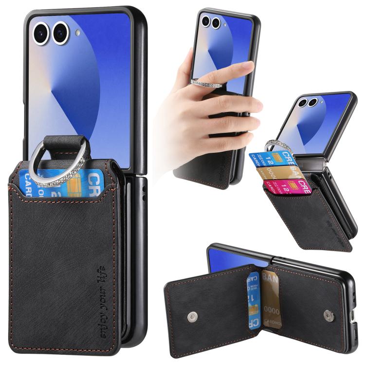 Retro Leather Ring Vertical Flip Wallet Phone Case