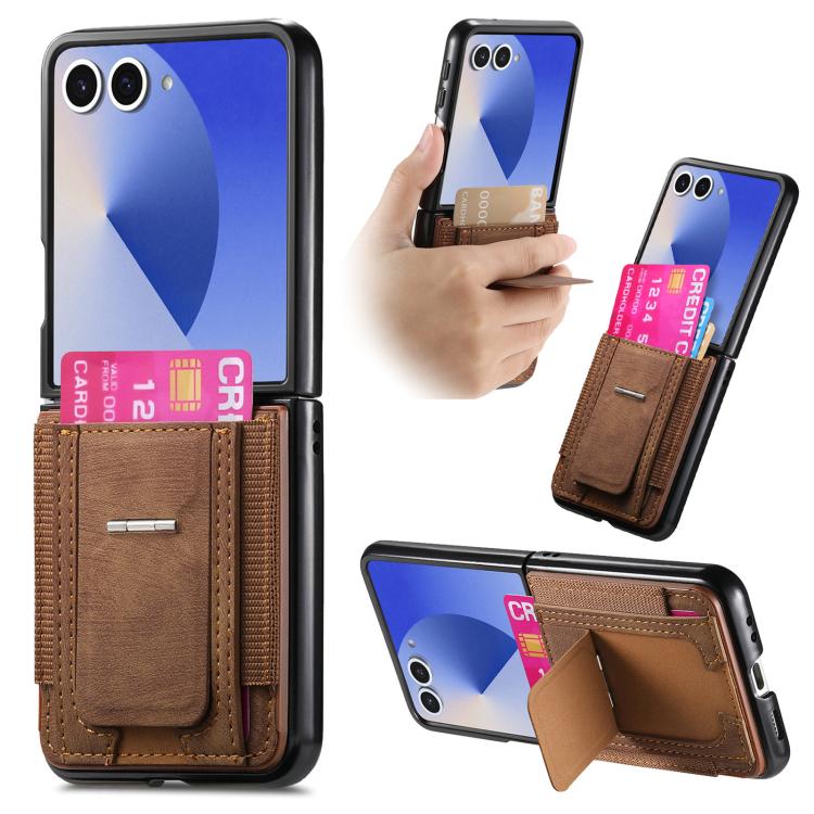 Retro Leather Fold Stand Elastic Card Bag Phone Case