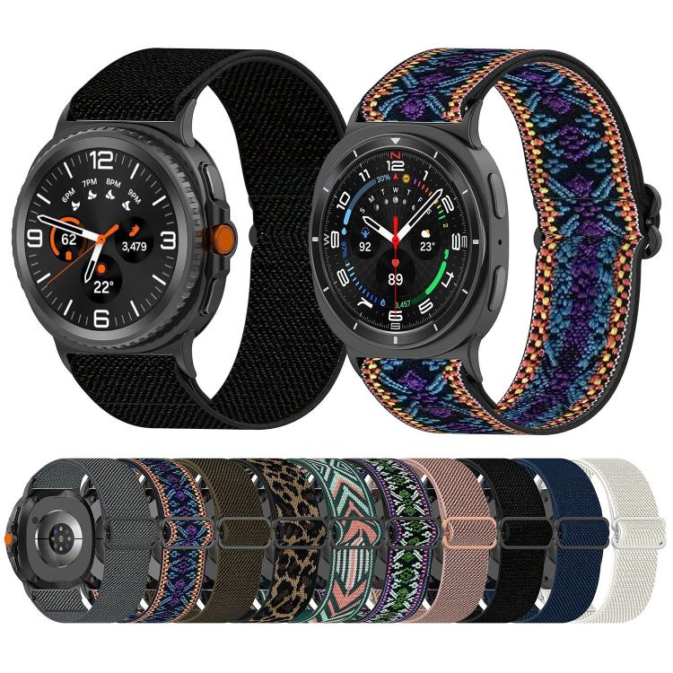 Ethnic Style Elastic Nylon Braided Watch Band, For Samsung Galaxy Watch 8 40 / 44mm