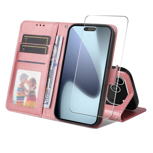 ENKAY Card Wallet Calf Texture Leather Phone Case with Thickened Glue No White Edge Film, For iPhone 17 Pro Max, For iPhone 17 Pro, For iPhone 17, For iPhone 17 Air