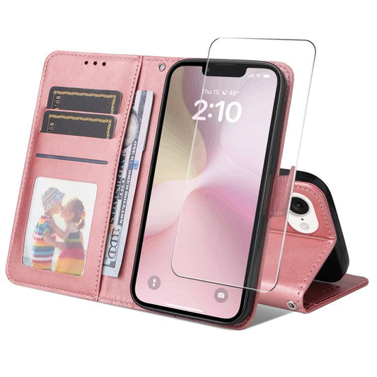 ENKAY Card Wallet Calf Texture Leather Phone Case with Thickened Glue No White Edge Film, For iPhone 16e, For iPhone 16 Pro Max, For iPhone 16 Pro, For iPhone 16 Plus