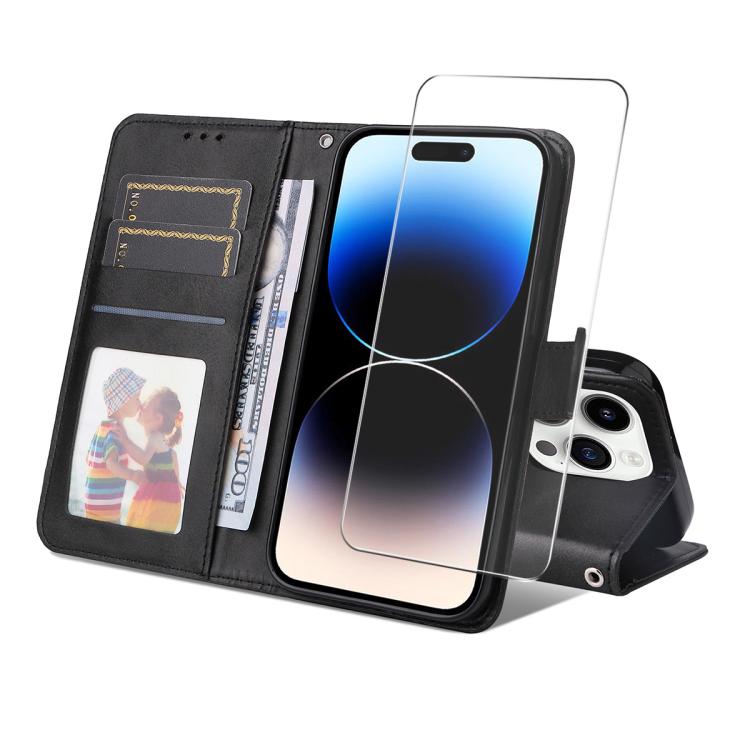 ENKAY Card Wallet Calf Texture Leather Phone Case with Thickened Glue No White Edge Film, For iPhone 16, For iPhone 15 Pro Max, For iPhone 15 Pro, For iPhone 15 Plus