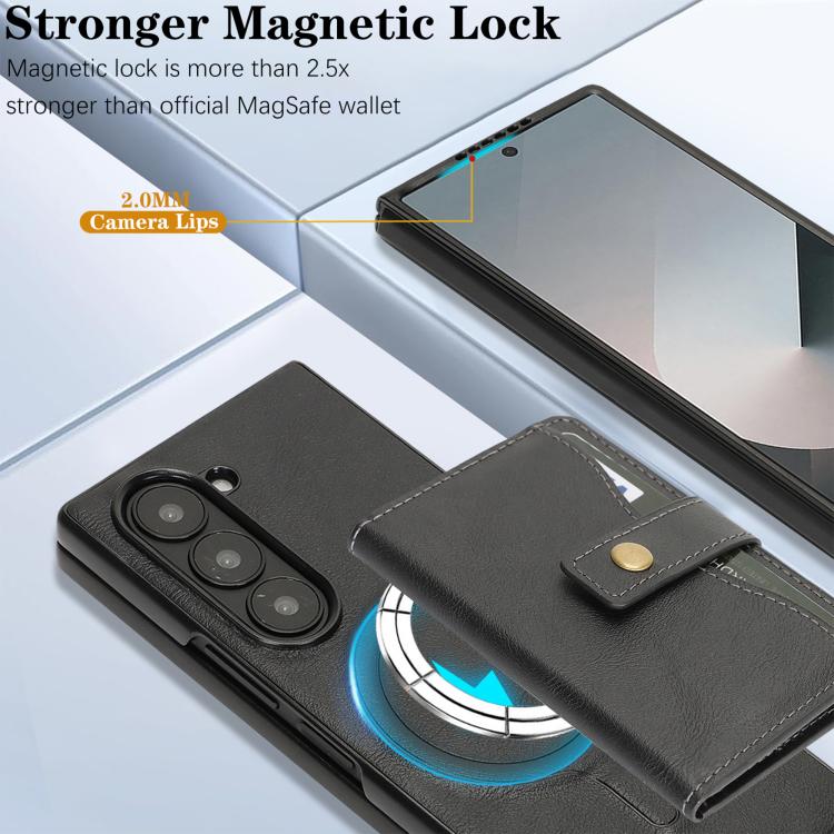 Kalebol Magnetic Button Card Bag MagSafe Ring Leather Phone Case