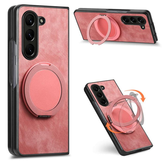 Retro Leather Rotation Round Holder Phone Case