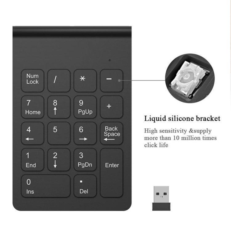 18 Keys 2.4GHz Mini USB Numeric Keypad, Wireless Black