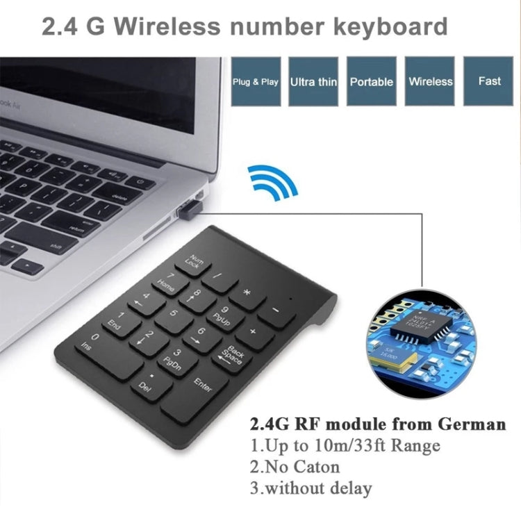 18 Keys 2.4GHz Mini USB Numeric Keypad, Wireless Black