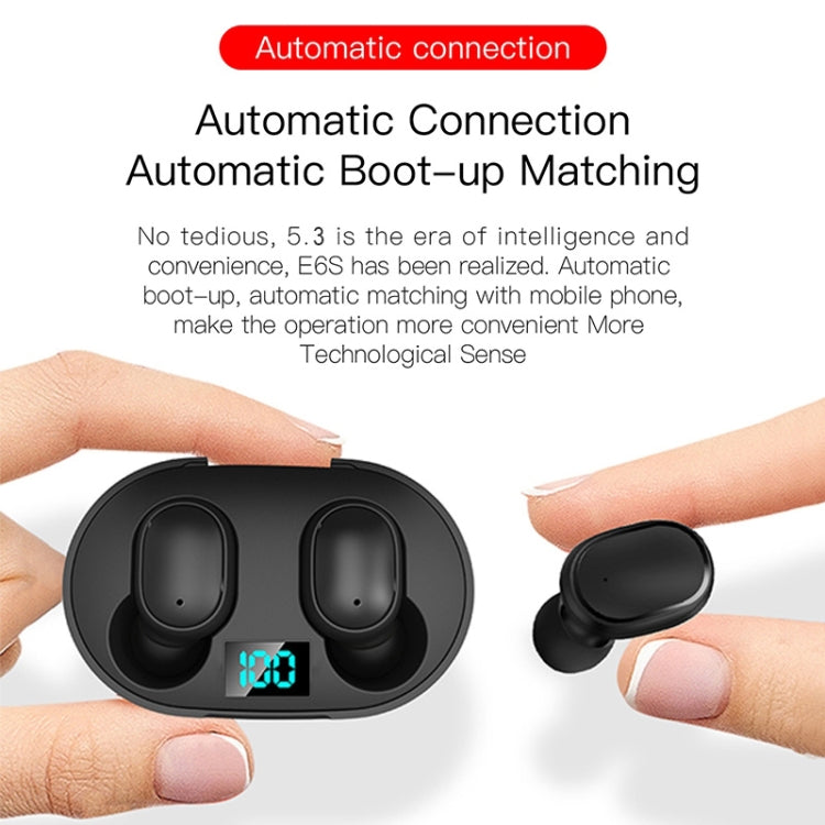 E6S LED Display Wireless Earphone TWS  Bluetooth V5.3 Headsets Waterproof Bluetooth Earbuds, E6S (Black)