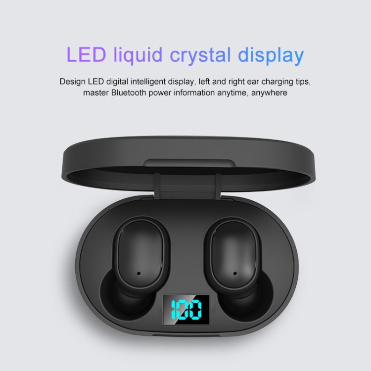 E6S LED Display Wireless Earphone TWS  Bluetooth V5.3 Headsets Waterproof Bluetooth Earbuds, E6S (Black)