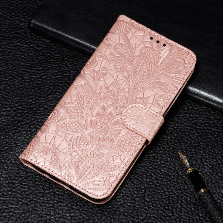 Lace Flower Embossing Pattern Horizontal Flip Leather Case with Holder & Card Slots & Wallet & Photo Frame & Lanyard, For Galaxy A21, For Moto One Hyper, For Moto G8 Power, For LG K40S, For LG K50S