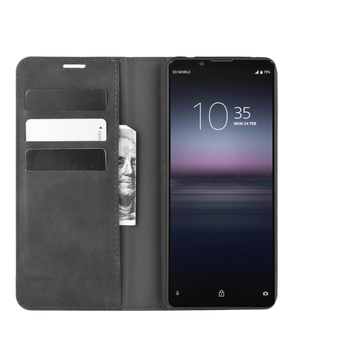 For Sony Xperia 1 II Retro-skin Business Magnetic Suction Leather Case with Holder & Card Slots & Wallet, For Sony Xperia 1 II