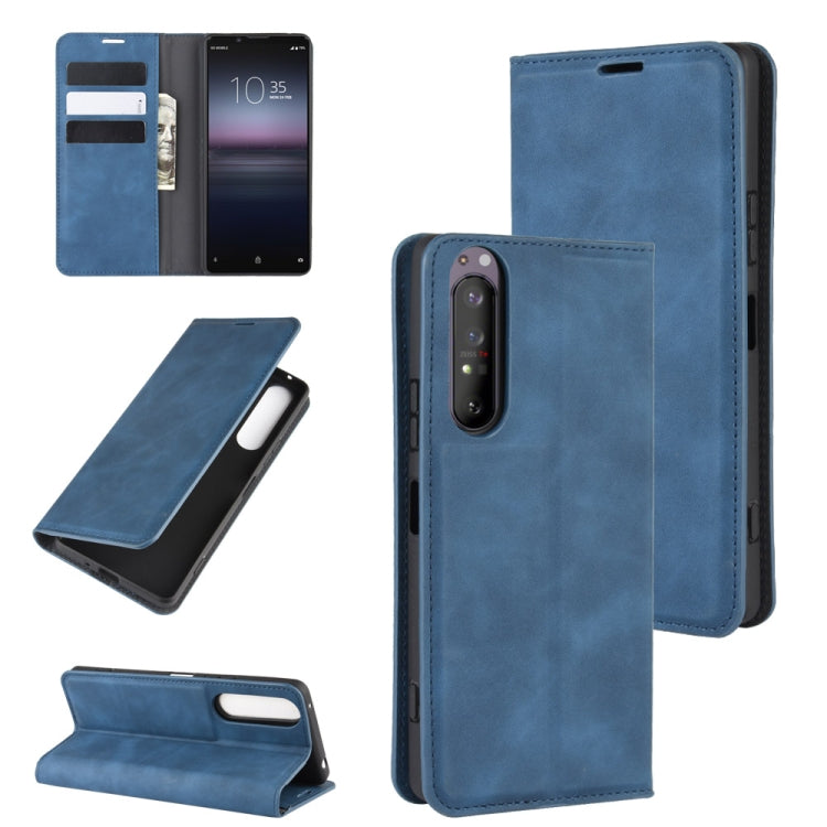 For Sony Xperia 1 II Retro-skin Business Magnetic Suction Leather Case with Holder & Card Slots & Wallet, For Sony Xperia 1 II