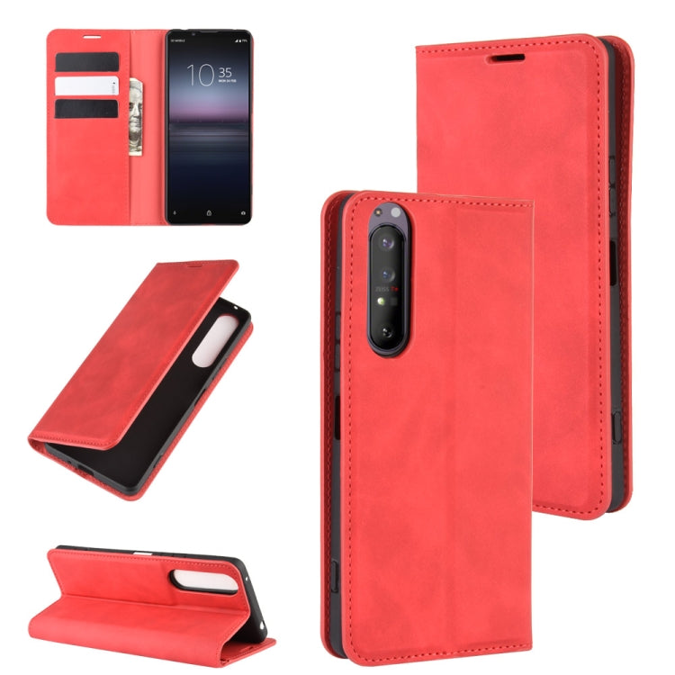 For Sony Xperia 1 II Retro-skin Business Magnetic Suction Leather Case with Holder & Card Slots & Wallet, For Sony Xperia 1 II