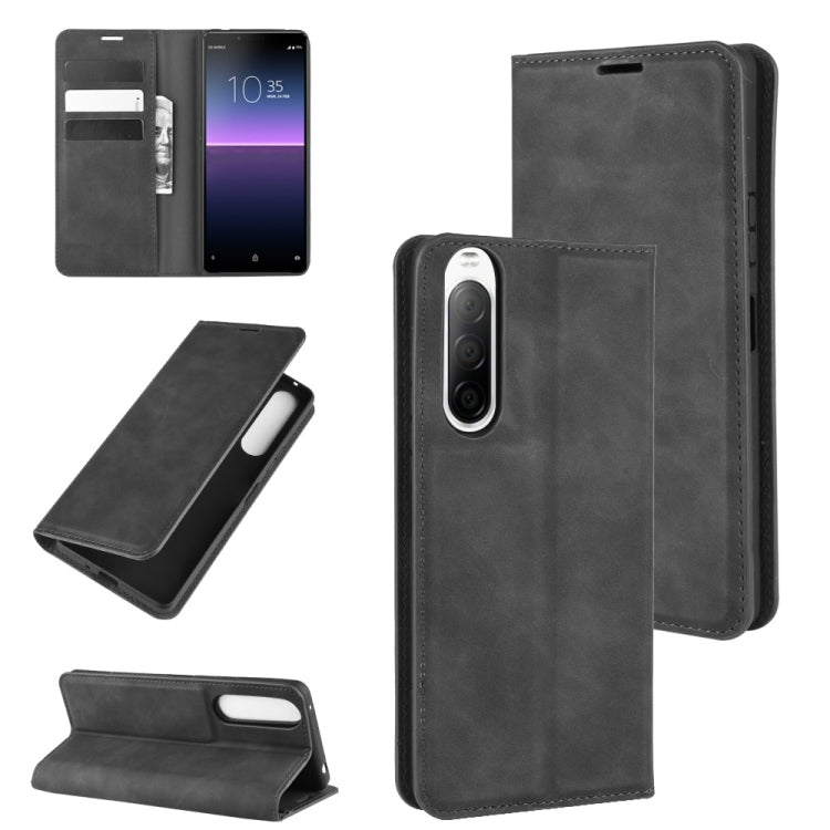 For Sony Xperia 10 II Retro-skin Business Magnetic Suction Leather Case with Holder & Card Slots & Wallet, For Sony Xperia 10 II