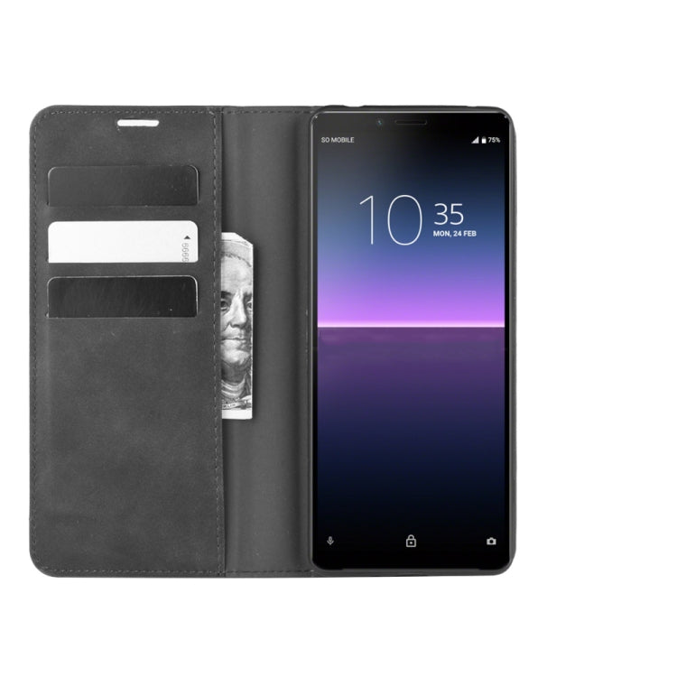 For Sony Xperia 10 II Retro-skin Business Magnetic Suction Leather Case with Holder & Card Slots & Wallet, For Sony Xperia 10 II