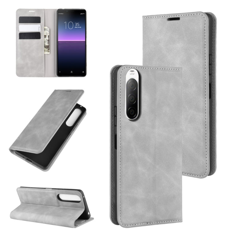 For Sony Xperia 10 II Retro-skin Business Magnetic Suction Leather Case with Holder & Card Slots & Wallet, For Sony Xperia 10 II