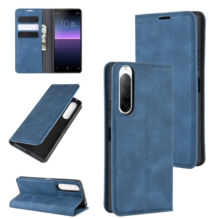 For Sony Xperia 10 II Retro-skin Business Magnetic Suction Leather Case with Holder & Card Slots & Wallet, For Sony Xperia 10 II