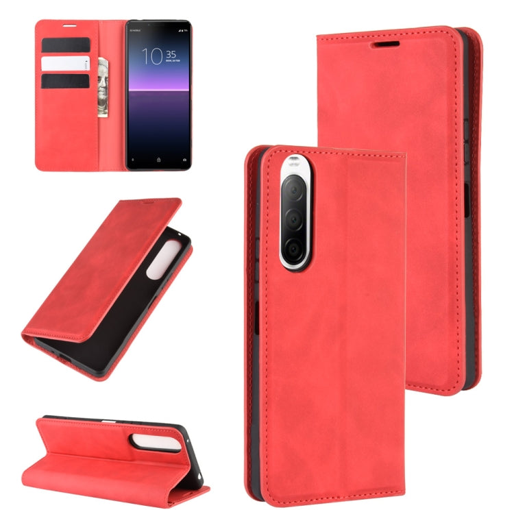 For Sony Xperia 10 II Retro-skin Business Magnetic Suction Leather Case with Holder & Card Slots & Wallet, For Sony Xperia 10 II