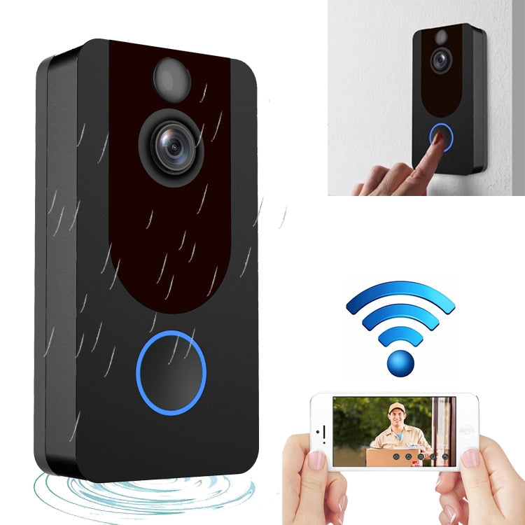 V7 1080P Full HD Weather Resistant WiFi Security Home Monitor Intercom Smart Phone Video Doorbell, Support Two-way Audio, PIR Motion Detection, Night Vision