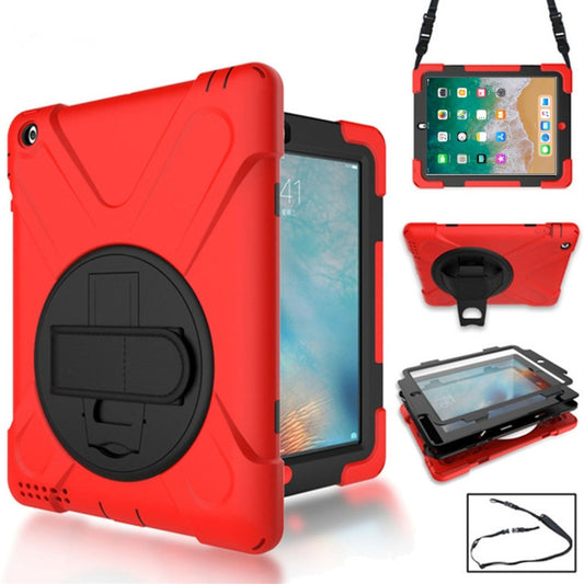 360 Degree Rotation Silicone Protective Cover with Holder and Hand Strap and Long Strap, for iPad 9.7 (2017) & (2018), for iPad Pro 9.7, for iPad 6 / iPad Air 2, for iPad 5 / iPad Air, for iPad Pro Air 3 10.5 （2019）, for iPad Pro 12.9 (2018)�����������...