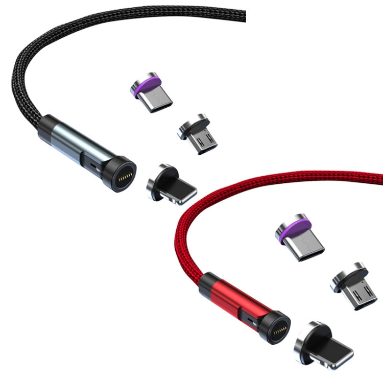 CC57 540 Degrees Rotary Magnetic Fast Charging Data Cable, 1m + 8 Pin + Type-C/USB-C + Micro USB + Red, 1m + Type-C/USB-C + Micro USB + Black, 2m + Type-C/USB-C + Micro USB + Red, 2m + Type-C/USB-C + Micro USB + Black