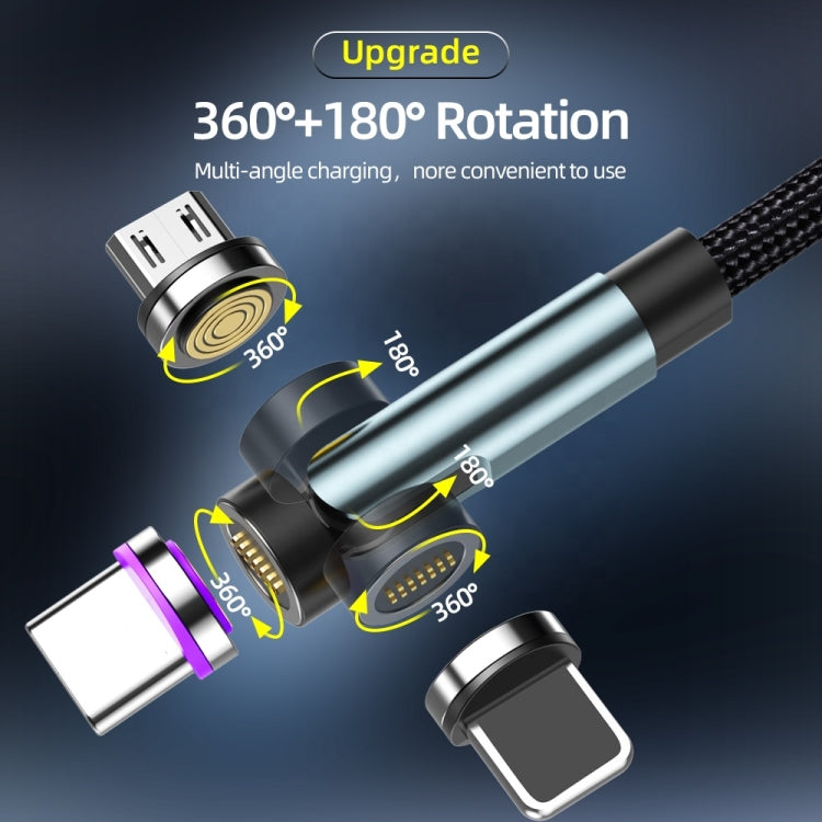 CC57 540 Degrees Rotary Magnetic Fast Charging Data Cable, 1m + 8 Pin + Type-C/USB-C + Micro USB + Red, 1m + Type-C/USB-C + Micro USB + Black, 2m + Type-C/USB-C + Micro USB + Red, 2m + Type-C/USB-C + Micro USB + Black