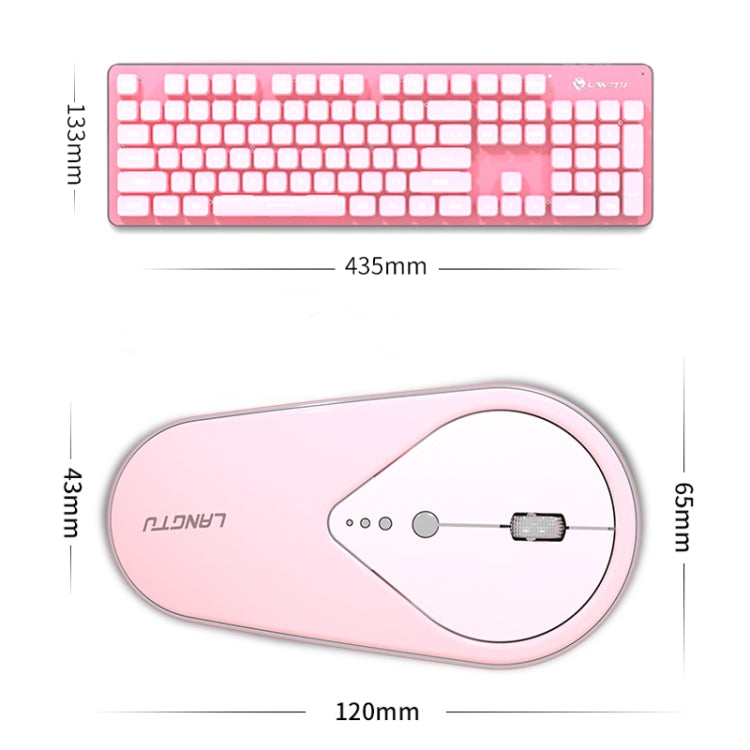 LANGTU LT600 Silent Office Punk Keycap Wireless Keyboard Mouse Set, LT600 Pink, LT600 Black, LT600 Silver