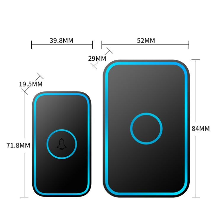 CACAZI A78 Long-Distance Wireless Doorbell Intelligent Remote Control Electronic Doorbell, US Plug, EU Plug, UK Plug