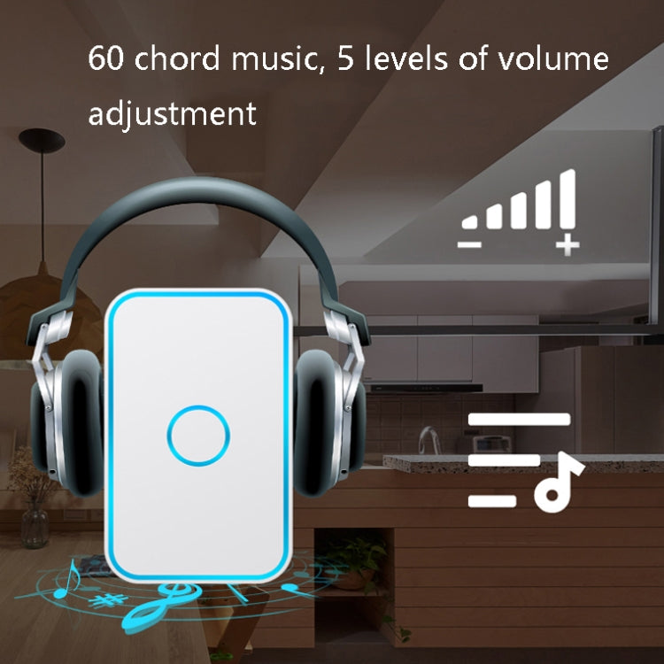 CACAZI A78 Long-Distance Wireless Doorbell Intelligent Remote Control Electronic Doorbell, US Plug, EU Plug, UK Plug