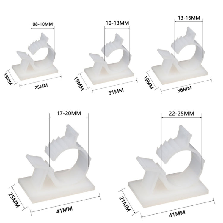 100 PCS Adjustable Self-Adhesive Wire Fixing Cable Organizer, Y-0810, Y-1013, Y-1316, Y-1720, Y-2225