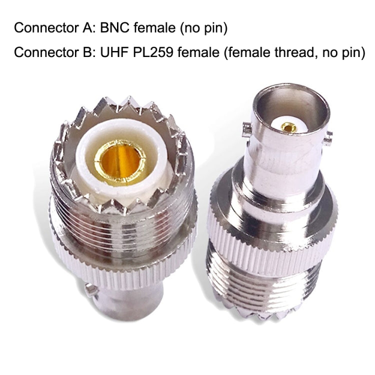 BNC Female Jack To UHF PL-259 Female Straight Type RF Coax Adapter Connector, BNC Female To UHF Female