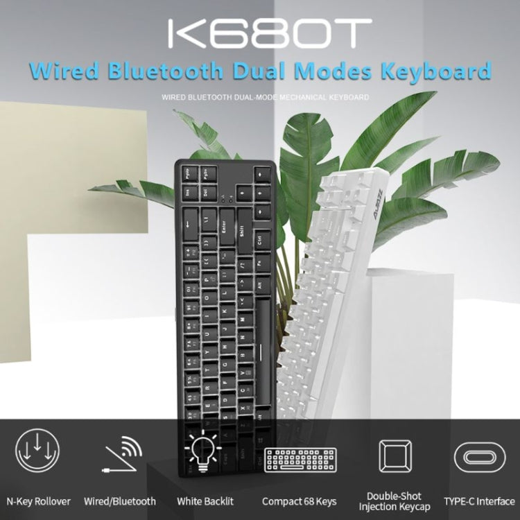 Ajazz K680T Mini USB Wired Dual-mode Charging 68-keys Laptop Bluetooth Mechanical Keyboard, Cable Length: 1.6m, Green Shaft, Black Shaft, Tea Shaft, Red Shaft