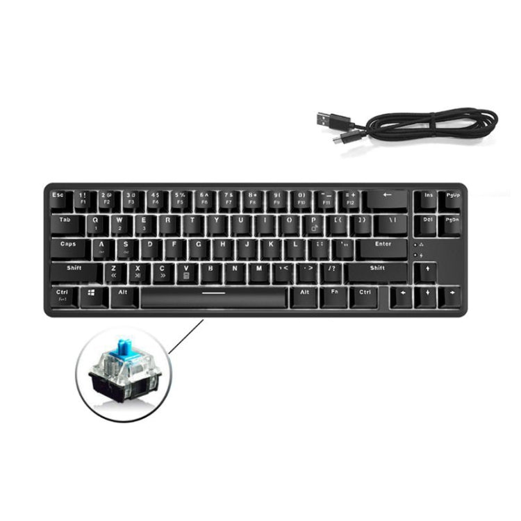 Ajazz K680T Mini USB Wired Dual-mode Charging 68-keys Laptop Bluetooth Mechanical Keyboard, Cable Length: 1.6m, Green Shaft, Black Shaft, Tea Shaft, Red Shaft