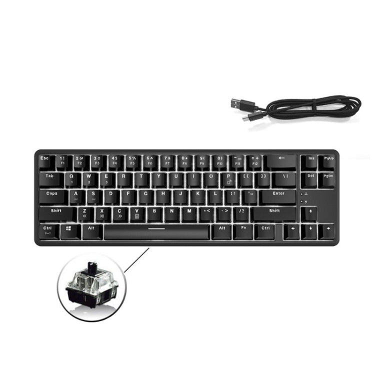 Ajazz K680T Mini USB Wired Dual-mode Charging 68-keys Laptop Bluetooth Mechanical Keyboard, Cable Length: 1.6m, Green Shaft, Black Shaft, Tea Shaft, Red Shaft