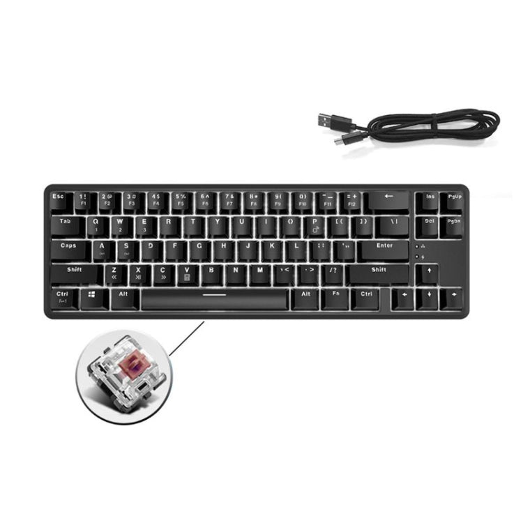 Ajazz K680T Mini USB Wired Dual-mode Charging 68-keys Laptop Bluetooth Mechanical Keyboard, Cable Length: 1.6m, Green Shaft, Black Shaft, Tea Shaft, Red Shaft