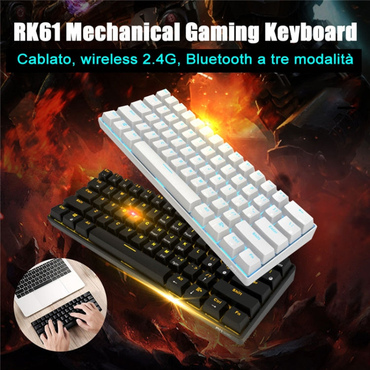 RK61 61 Keys Bluetooth / Wireless Dual Modes Tablet Mobile Gaming Mechanical Keyboard, Cable Length: 1.5m, Green Shaft, Red Shaft, Tea Shaft