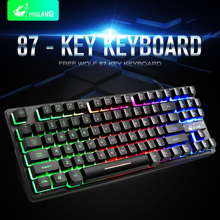 ZIYOULANG K16 87 Keys Colorful Mixed Light Gaming Notebook Manipulator Keyboard, Cable Length: 1.5m, K16