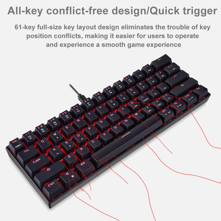 MOTOSPEED CK61 61 Keys  Wired Mechanical Keyboard RGB Backlight with 14 Lighting Effects, Cable Length: 1.5m, BOX Shaft, Green Shaft, Red Shaft