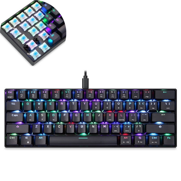 MOTOSPEED CK61 61 Keys  Wired Mechanical Keyboard RGB Backlight with 14 Lighting Effects, Cable Length: 1.5m, BOX Shaft, Green Shaft, Red Shaft