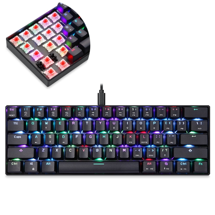 MOTOSPEED CK61 61 Keys  Wired Mechanical Keyboard RGB Backlight with 14 Lighting Effects, Cable Length: 1.5m, BOX Shaft, Green Shaft, Red Shaft