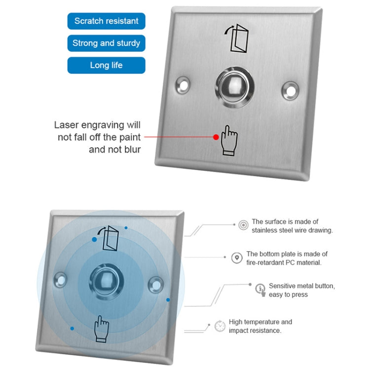 S86 Stainless Steel Exit Button 86 Metal Access Control Switch