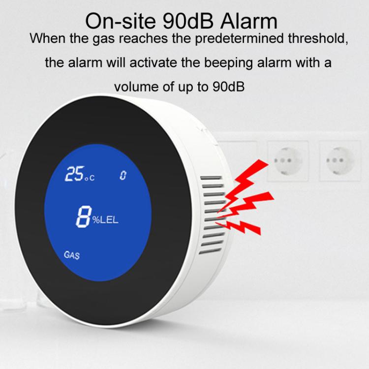 Wireless Gas Detector Alarm Leakage Sensor Natural Gas Leak Detector, Common On-site Audible and Vision Alarm, WiFi On-site Alarm+APP Control, Voice On-site Alarm+APP Control+Voice