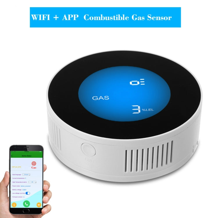 Wireless Gas Detector Alarm Leakage Sensor Natural Gas Leak Detector, Common On-site Audible and Vision Alarm, WiFi On-site Alarm+APP Control, Voice On-site Alarm+APP Control+Voice