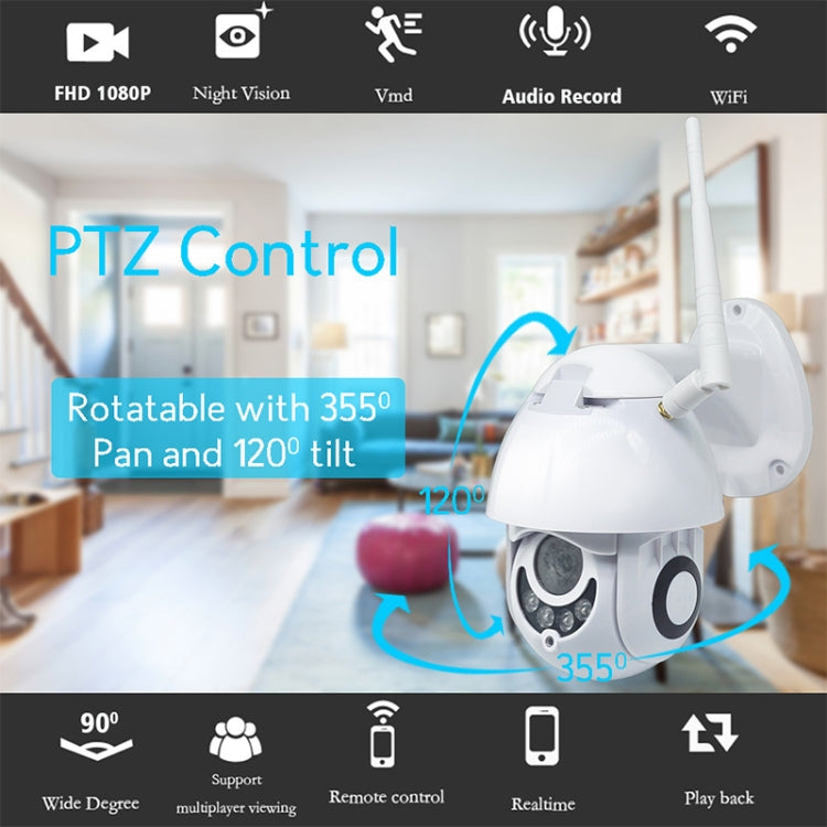 PTZ Control 355 Degree Rotation Infrared WiFi Smart Dome Camera, Two-Way Voice Intercom Monitor, OU-A1IN