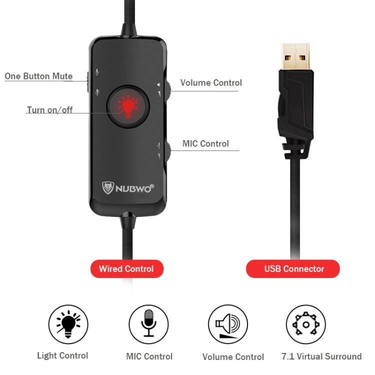 NUBWO N11 Gaming Subwoofer Headphone with Mic, Single 3.5mm, Single USB